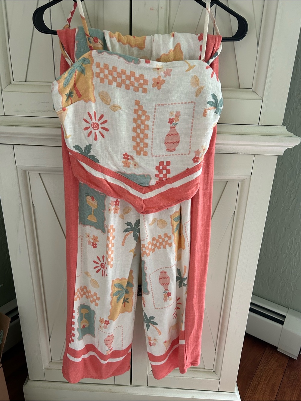 Coral & Cream Tropical Print Two Piece